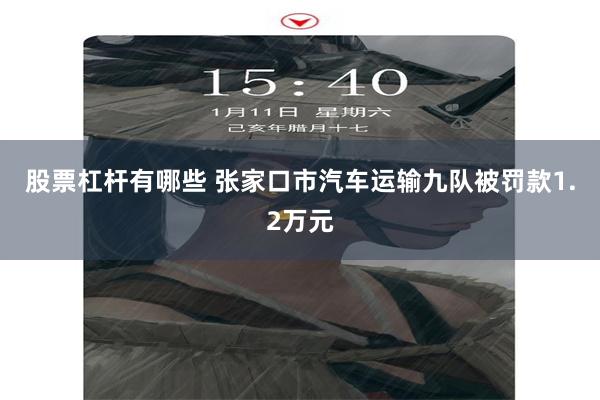 股票杠杆有哪些 张家口市汽车运输九队被罚款1.2万元